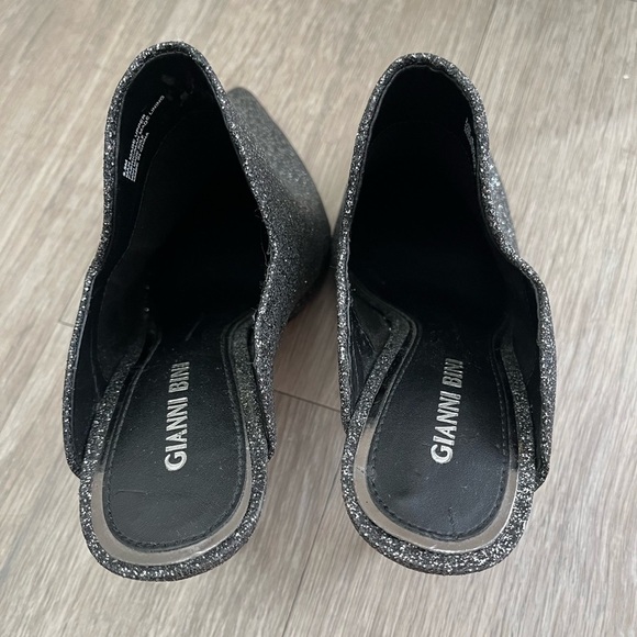 Gianni Bini Agnissa Black Glitter Scalloped Closed Toe Mule Heels Size 9.5 - Picture 5 of 10